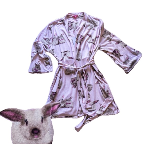 betsey johnson bunny rabbit robe housecoat size large - Picture 1 of 6